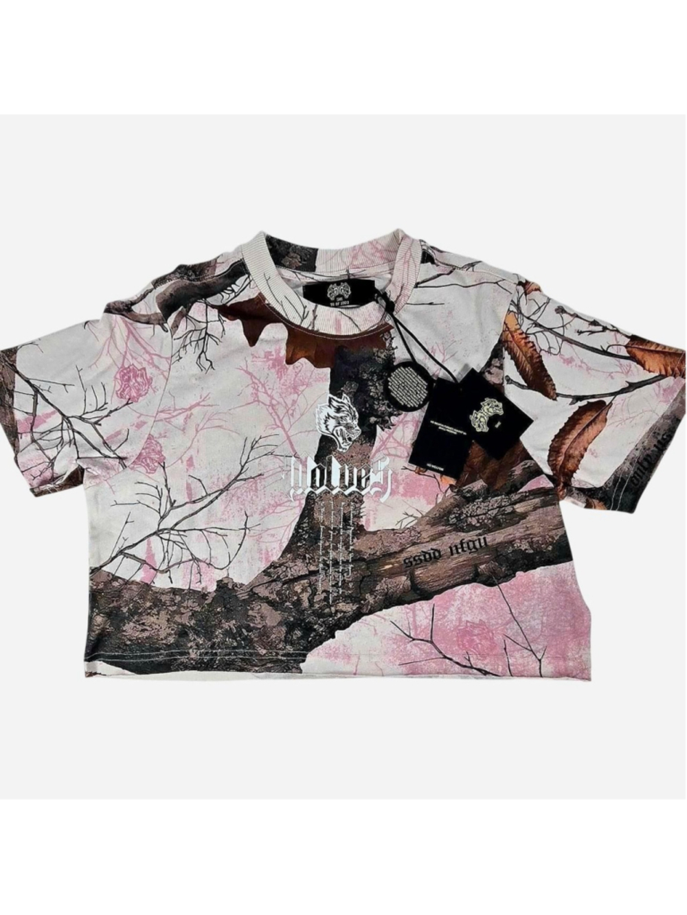 Darc Sport She No Weapon Pink Woodland Camo Our Passion Cropped Premium Tee